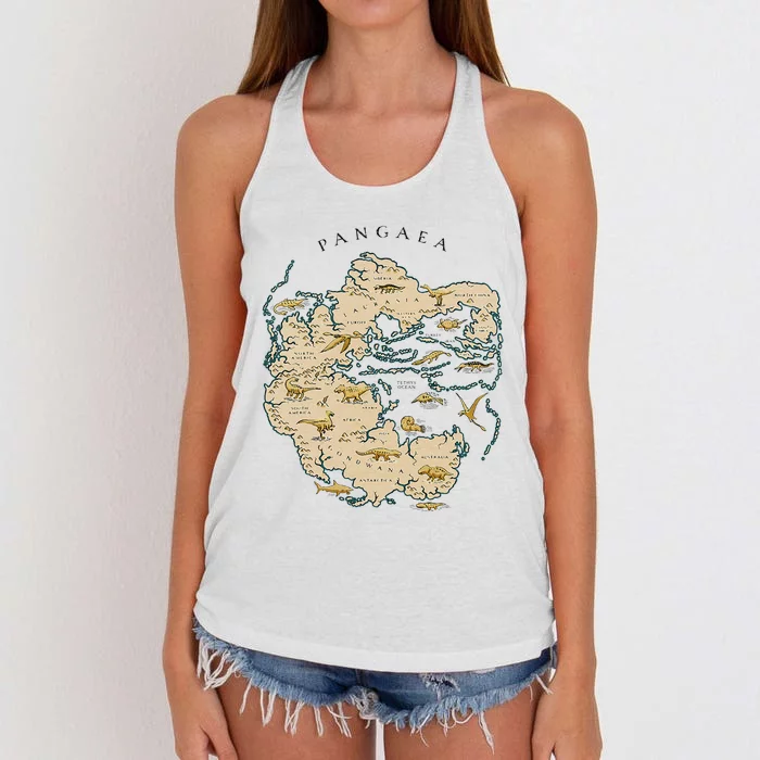 Reunite Pangaea World Map History Geology Earth Geologist Women's Knotted Racerback Tank