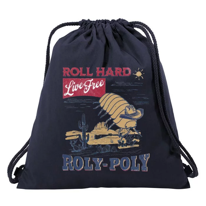 Roly Poly Western Rodeo Cowboy Dung Beetle Retro Drawstring Bag