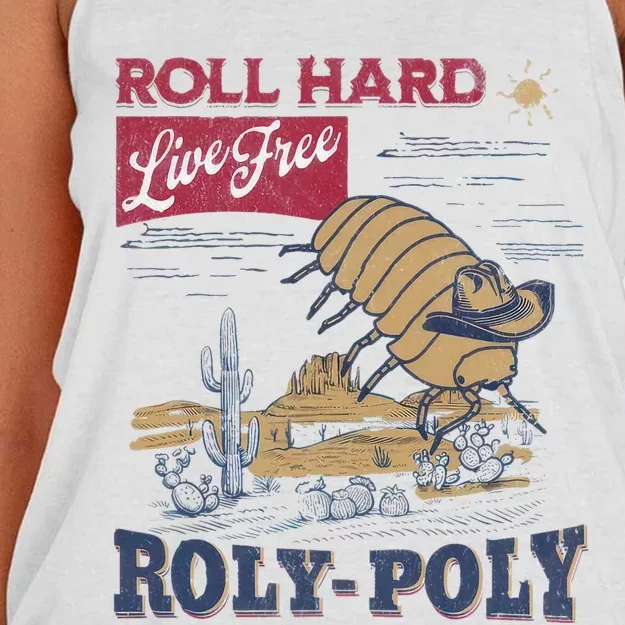 Roly Poly Western Rodeo Cowboy Dung Beetle Retro Women's Knotted Racerback Tank