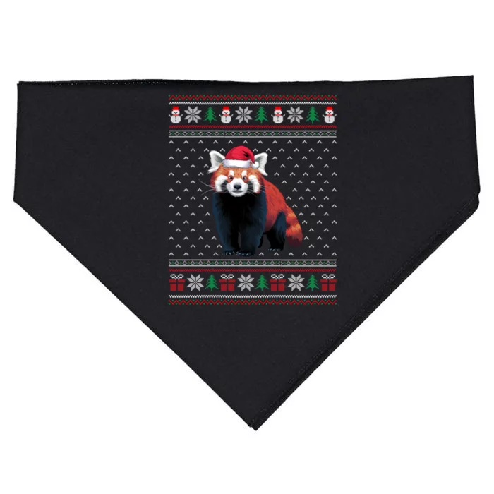 Red Panda Wearing Santa Hat Ugly Xmas Red Panda Lovers USA-Made Doggie Bandana