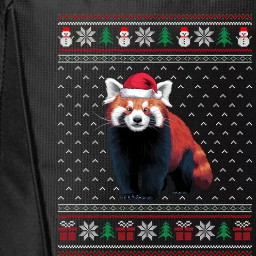 Red Panda Wearing Santa Hat Ugly Xmas Red Panda Lovers City Backpack