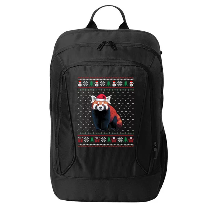 Red Panda Wearing Santa Hat Ugly Xmas Red Panda Lovers City Backpack