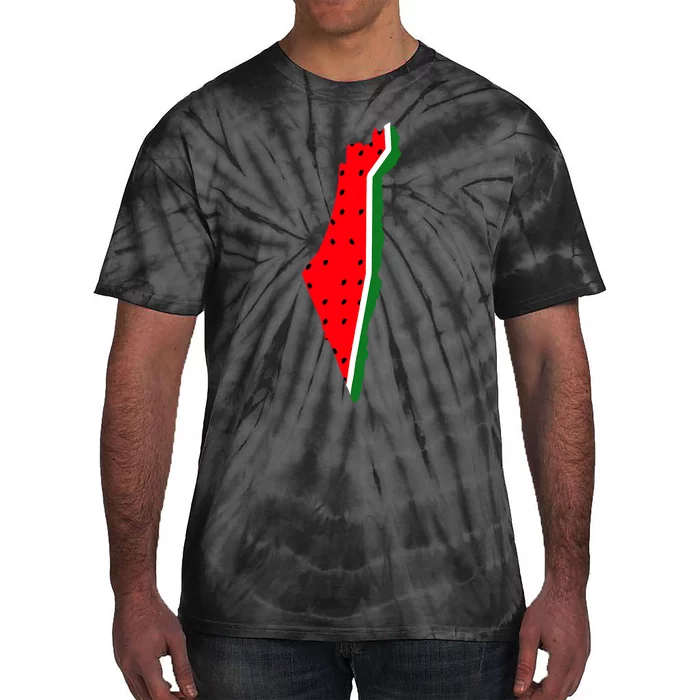 Real Palestine Watermelon Map Tie-Dye T-Shirt