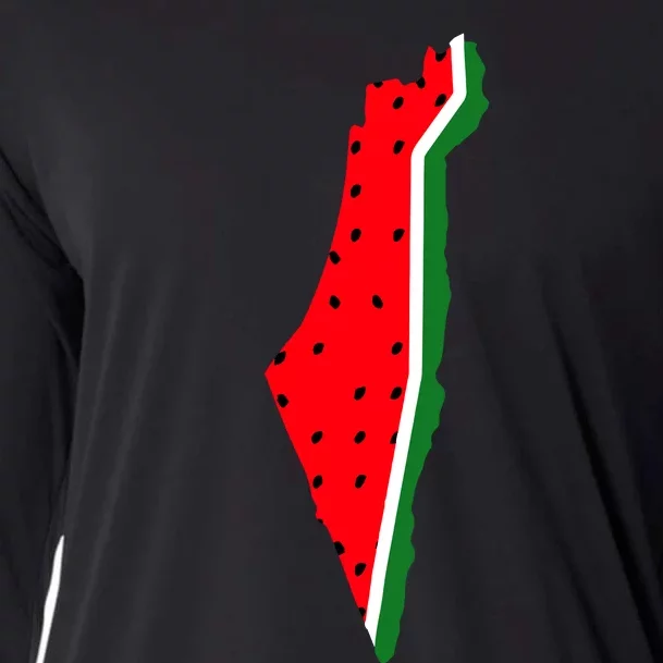 Real Palestine Watermelon Map Cooling Performance Long Sleeve Crew