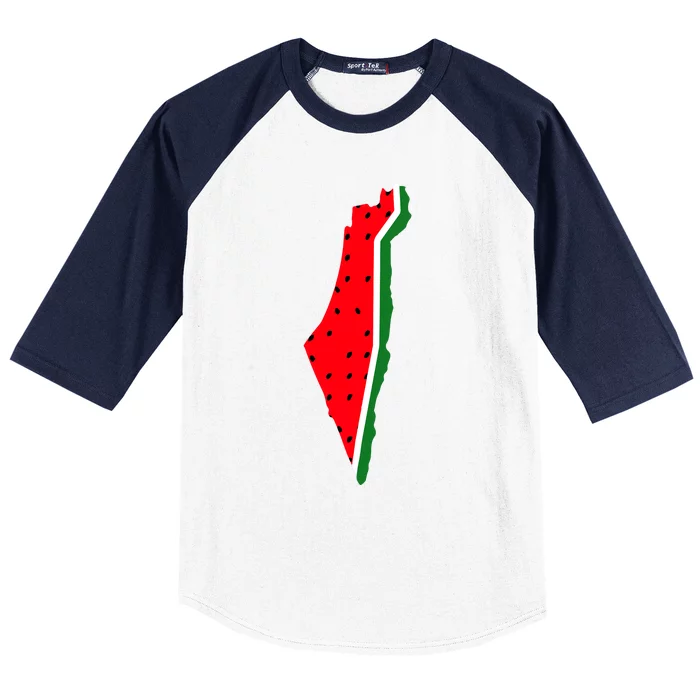 Real Palestine Watermelon Map Baseball Sleeve Shirt