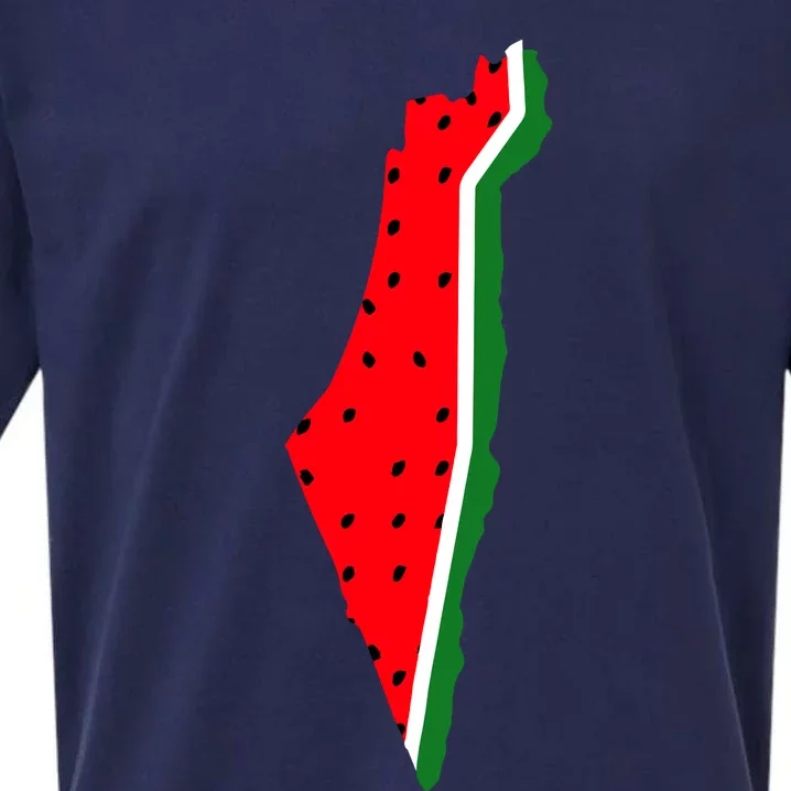 Real Palestine Watermelon Map Sueded Cloud Jersey T-Shirt