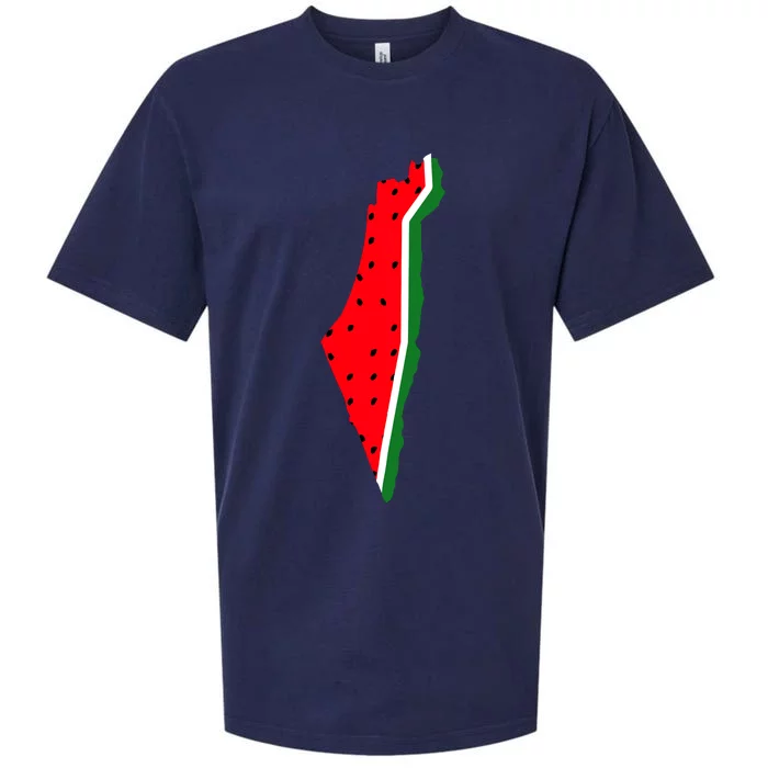 Real Palestine Watermelon Map Sueded Cloud Jersey T-Shirt