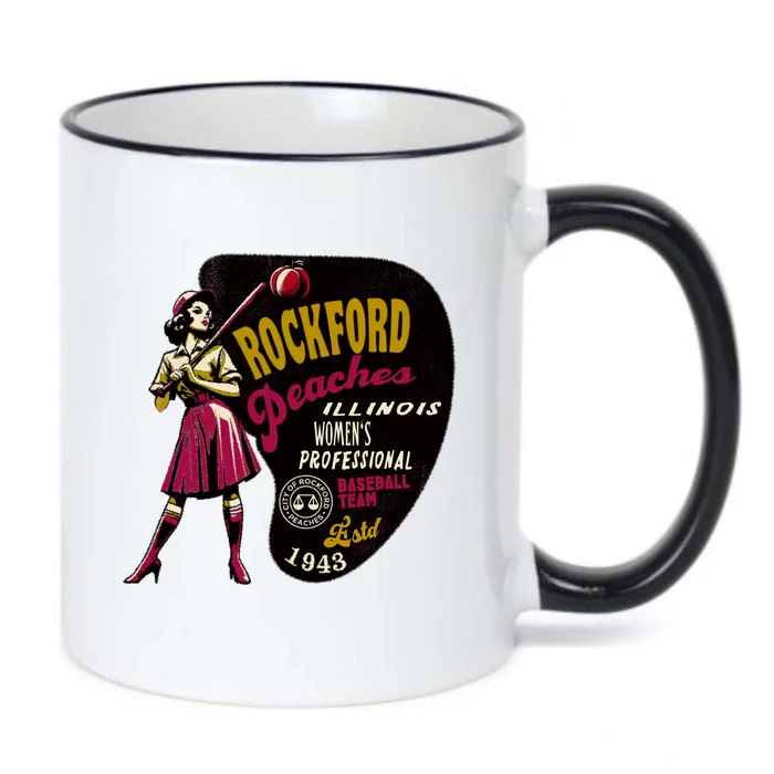 Rockford Peaches Women Professional Baseball Team Black Color Changing Mug