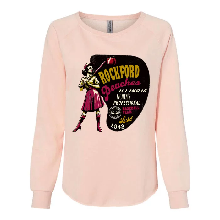 Rockford Peaches Women Professional Baseball Team Womens California Wash Sweatshirt