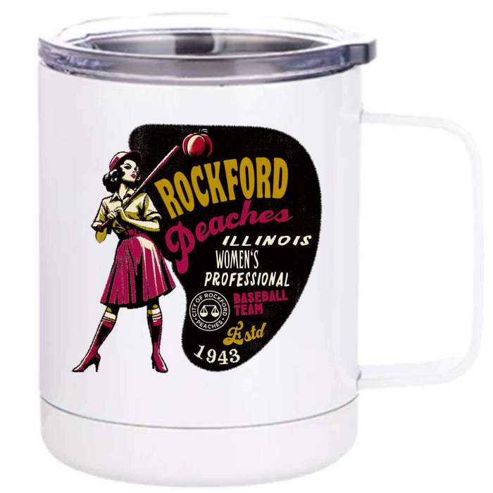 Rockford Peaches Women Professional Baseball Team Front & Back 12oz Stainless Steel Tumbler Cup