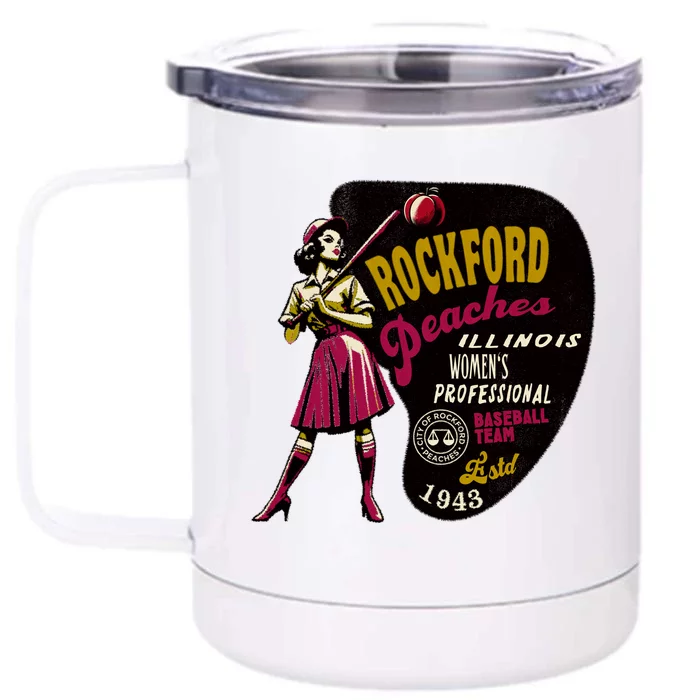 Rockford Peaches Women Professional Baseball Team Front & Back 12oz Stainless Steel Tumbler Cup