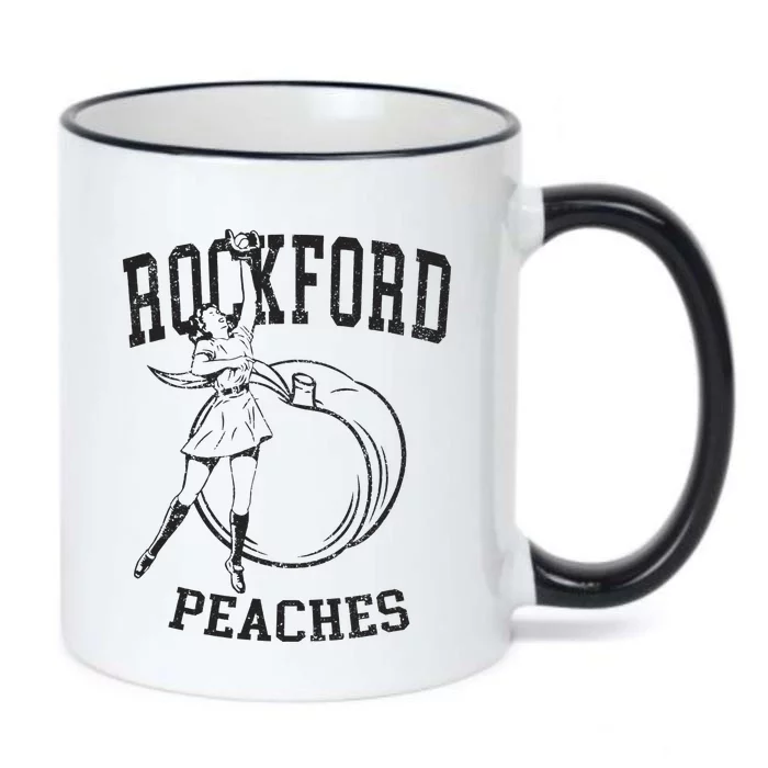 Rockford Peaches Womens Baseball Black Color Changing Mug