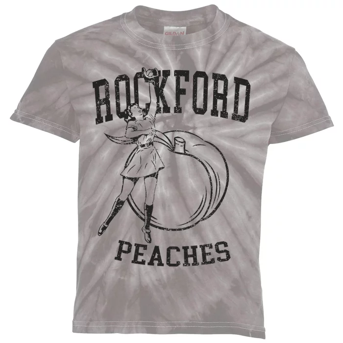 Rockford Peaches Womens Baseball Kids Tie-Dye T-Shirt