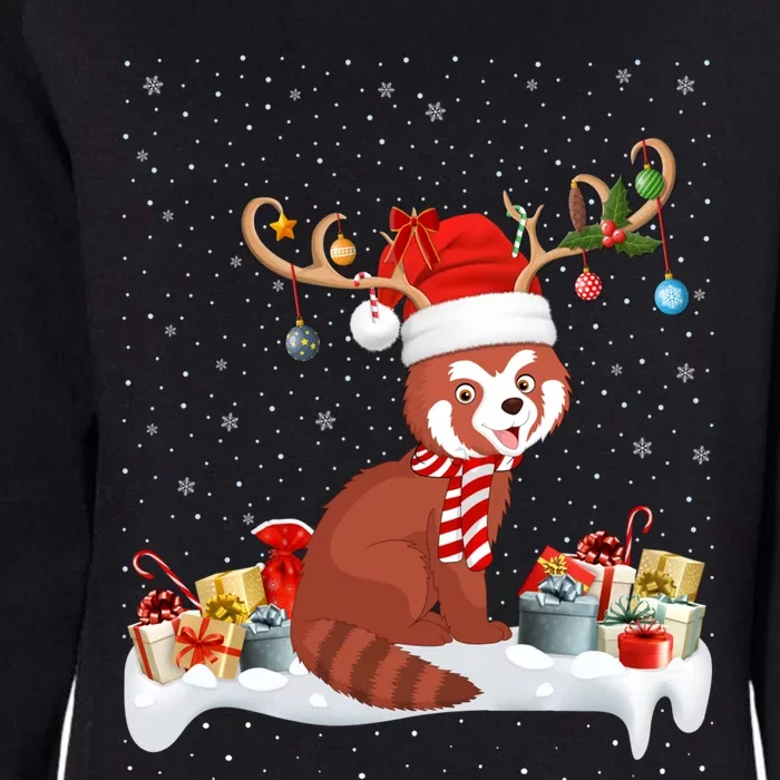 Red Panda Xmas Lights Reindeer Santa Red Panda Christmas Gift Womens California Wash Sweatshirt