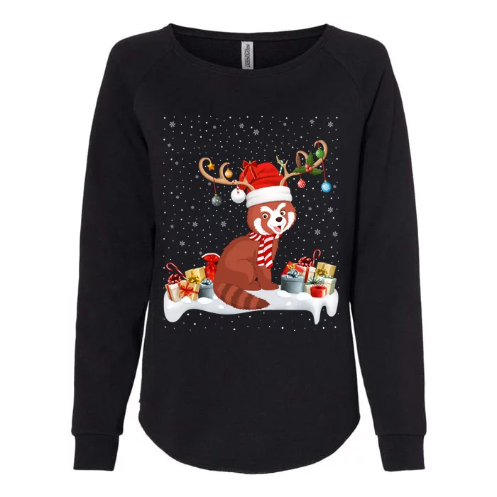 Red Panda Xmas Lights Reindeer Santa Red Panda Christmas Gift Womens California Wash Sweatshirt