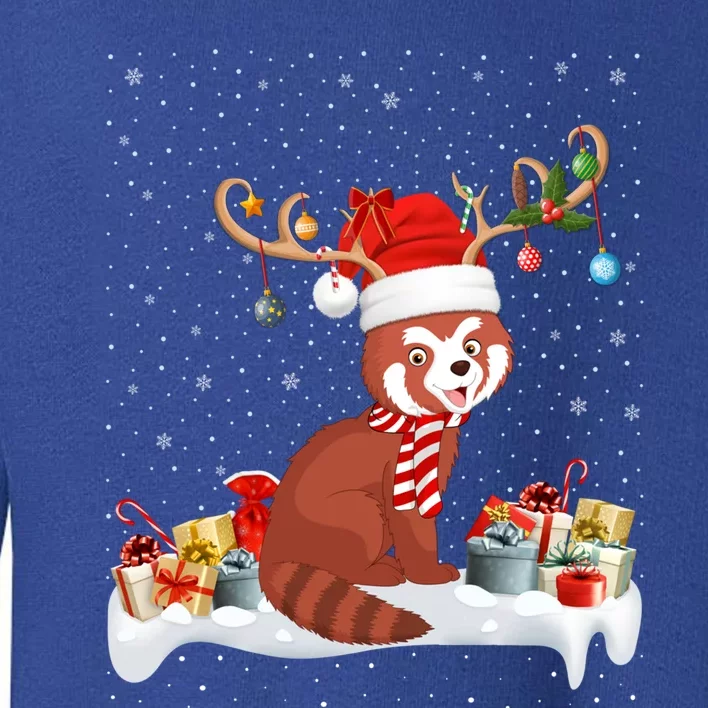 Red Panda Xmas Lights Reindeer Santa Red Panda Christmas Gift Toddler Sweatshirt