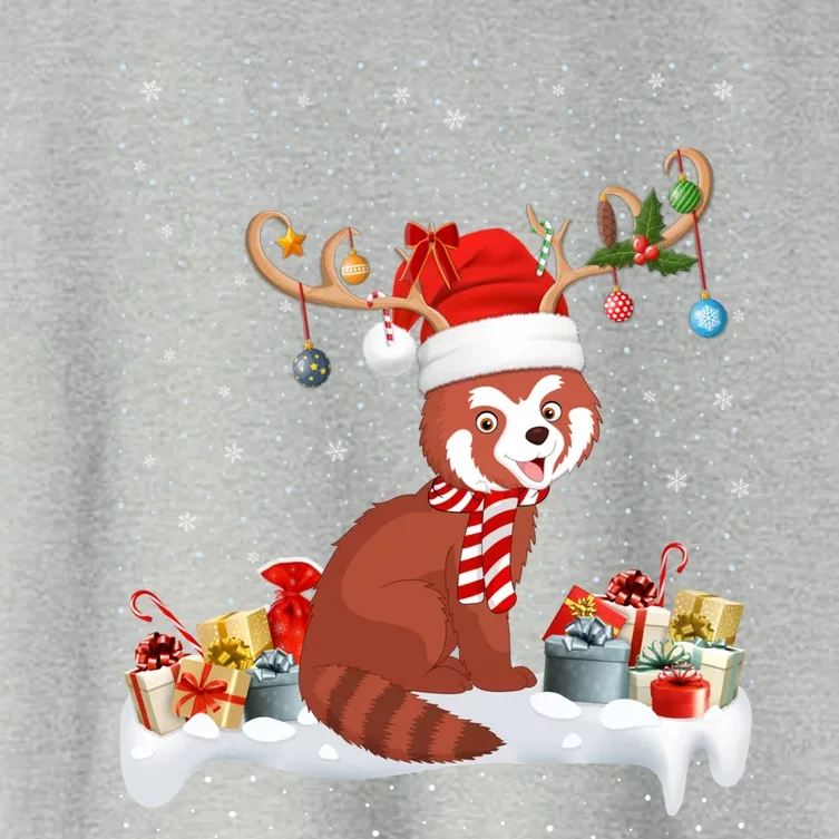 Red Panda Xmas Lights Reindeer Santa Red Panda Christmas Gift Women's Crop Top Tee