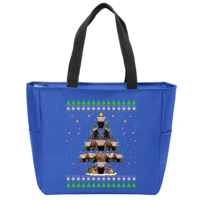 Red Panda Xmas Tree Ugly Sweater Santa Red Panda Christmas Meaningful Gift Zip Tote Bag