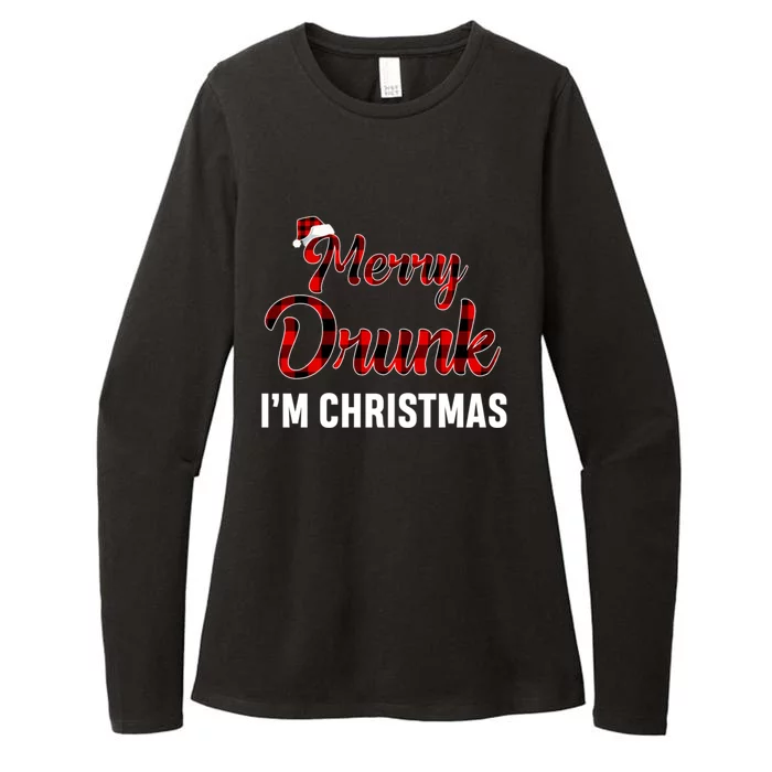 Red Plaid Xmas Ing Wine Merry Drunk IM Christmas Cool Gift Womens CVC Long Sleeve Shirt