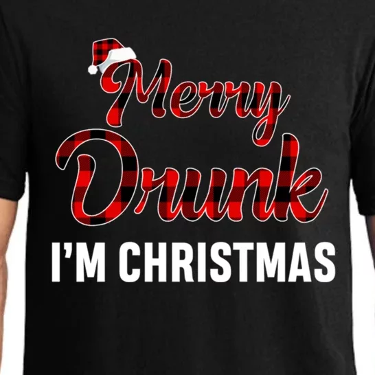 Red Plaid Xmas Ing Wine Merry Drunk IM Christmas Cool Gift Pajama Set