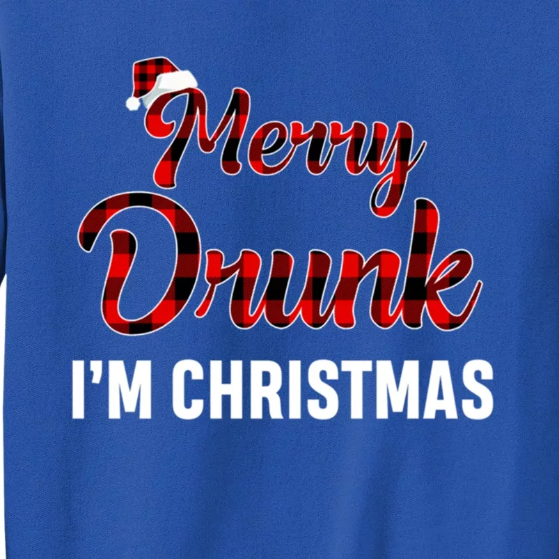 Red Plaid Xmas Ing Wine Merry Drunk IM Christmas Cool Gift Tall Sweatshirt