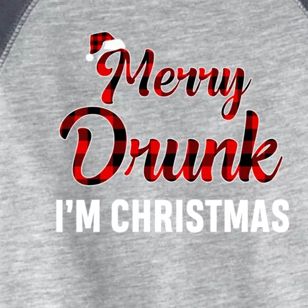 Red Plaid Xmas Ing Wine Merry Drunk IM Christmas Cool Gift Toddler Fine Jersey T-Shirt