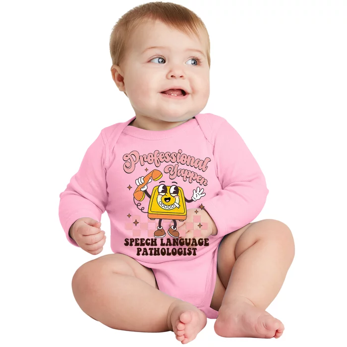 Retro Professional Yapper Speech Language Pathologist Slp Baby Long Sleeve Bodysuit