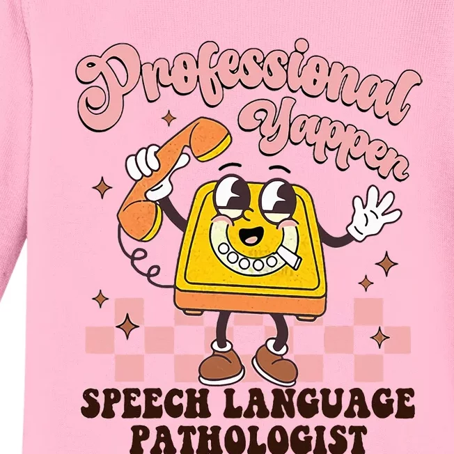 Retro Professional Yapper Speech Language Pathologist Slp Baby Long Sleeve Bodysuit