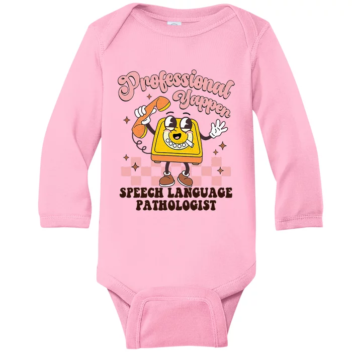 Retro Professional Yapper Speech Language Pathologist Slp Baby Long Sleeve Bodysuit