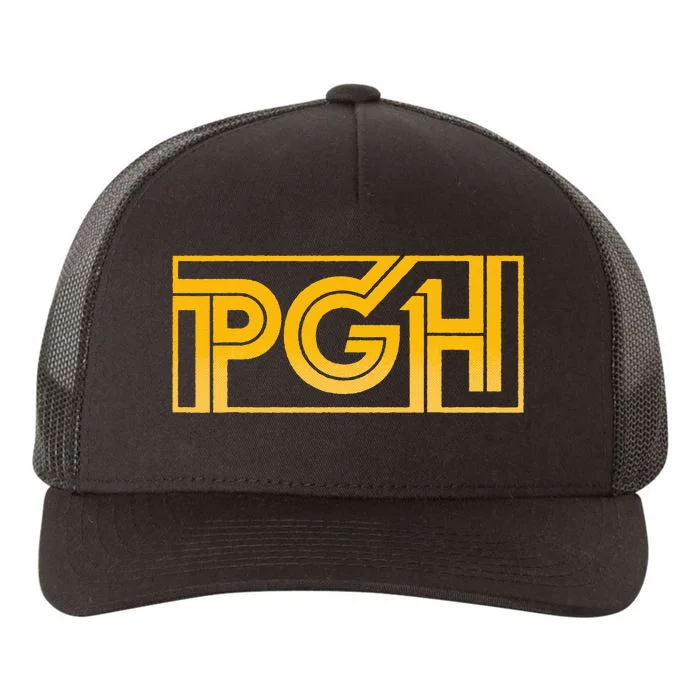 Retro Pgh Yellow Pittsburgh Box Logo Yupoong Adult 5-Panel Trucker Hat