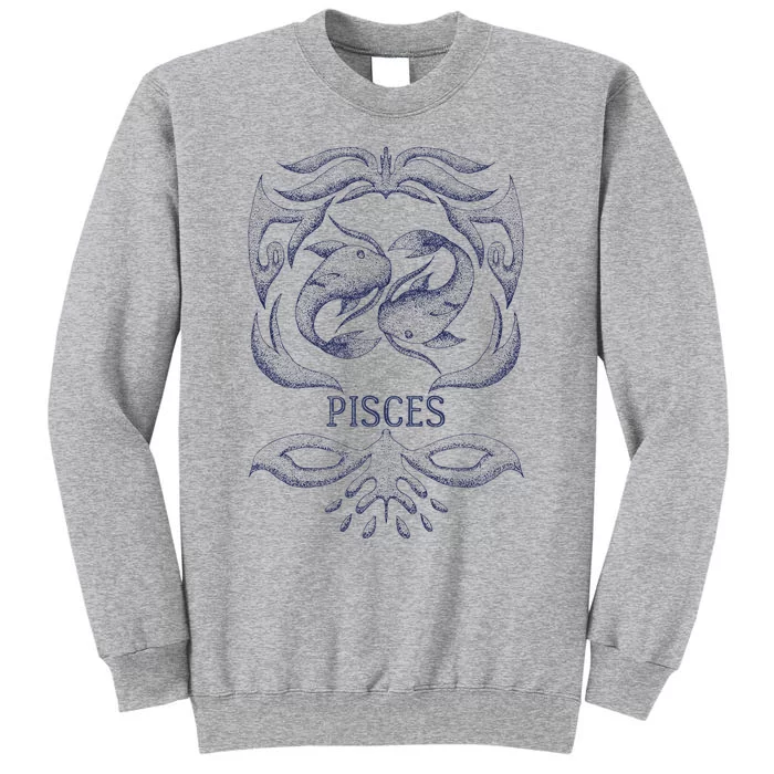 Retro Pisces Zodiac Birthday Gift Vintage Pisces Sign Tall Sweatshirt