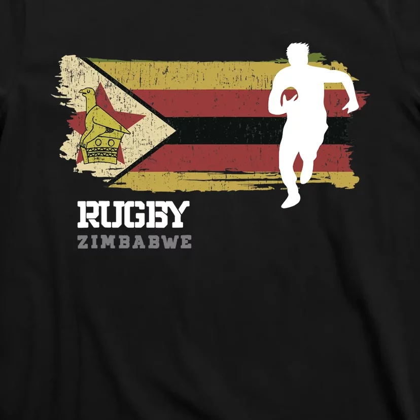 Rugby Player Zimbabwe Flag Sports Ball Rugby T-Shirt