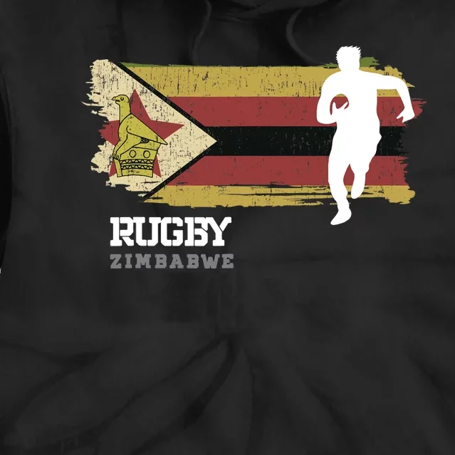 Rugby Player Zimbabwe Flag Sports Ball Rugby Tie Dye Hoodie