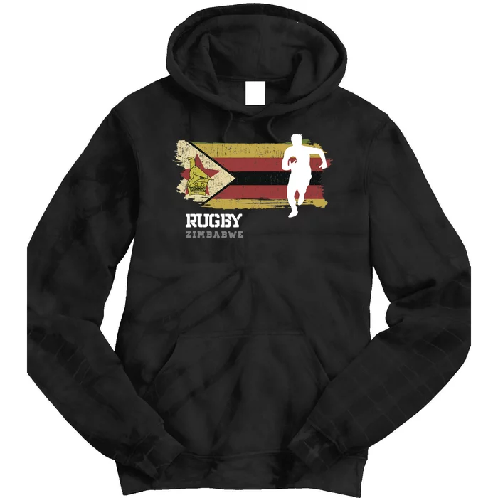 Rugby Player Zimbabwe Flag Sports Ball Rugby Tie Dye Hoodie