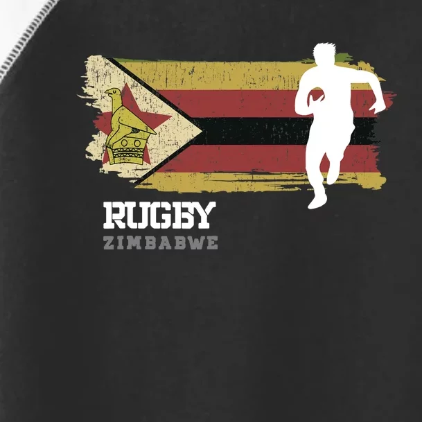 Rugby Player Zimbabwe Flag Sports Ball Rugby Toddler Fine Jersey T-Shirt