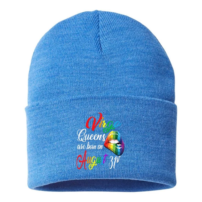 Rainbow Queens Are Born On August 31st Virgo Birthday Cute Gift Sustainable Knit Beanie