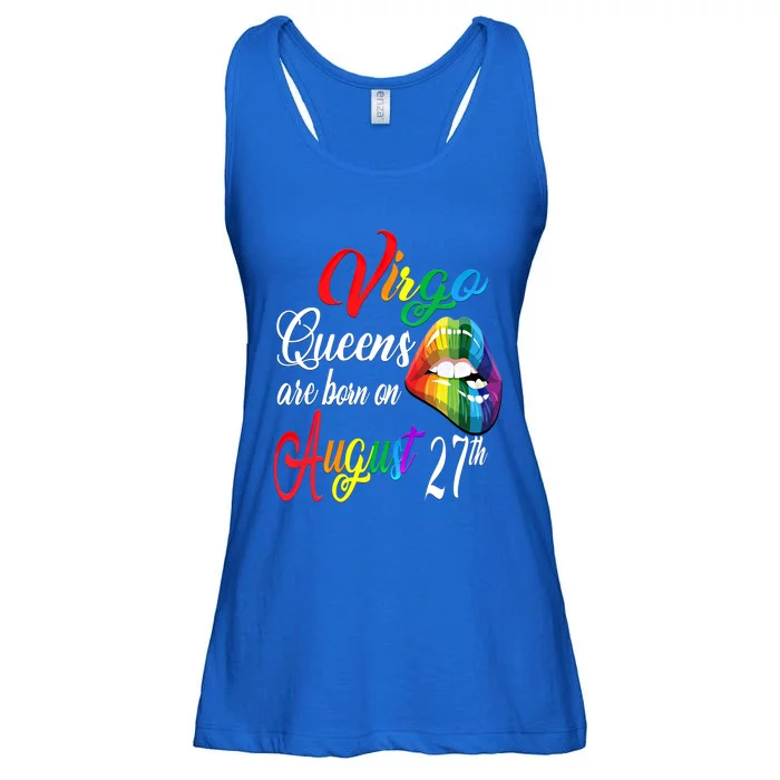 Rainbow Queens Are Born On August 27th Virgo Birthday Gift Ladies Essential Flowy Tank