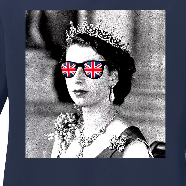 RIP Queen Elizabeth British Flag Sunglasses Ladies Long Sleeve Shirt