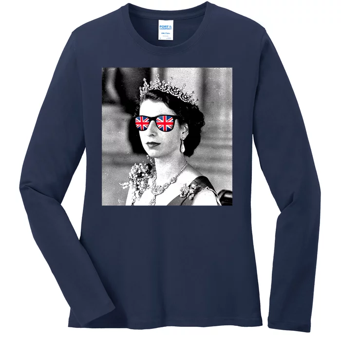 RIP Queen Elizabeth British Flag Sunglasses Ladies Long Sleeve Shirt