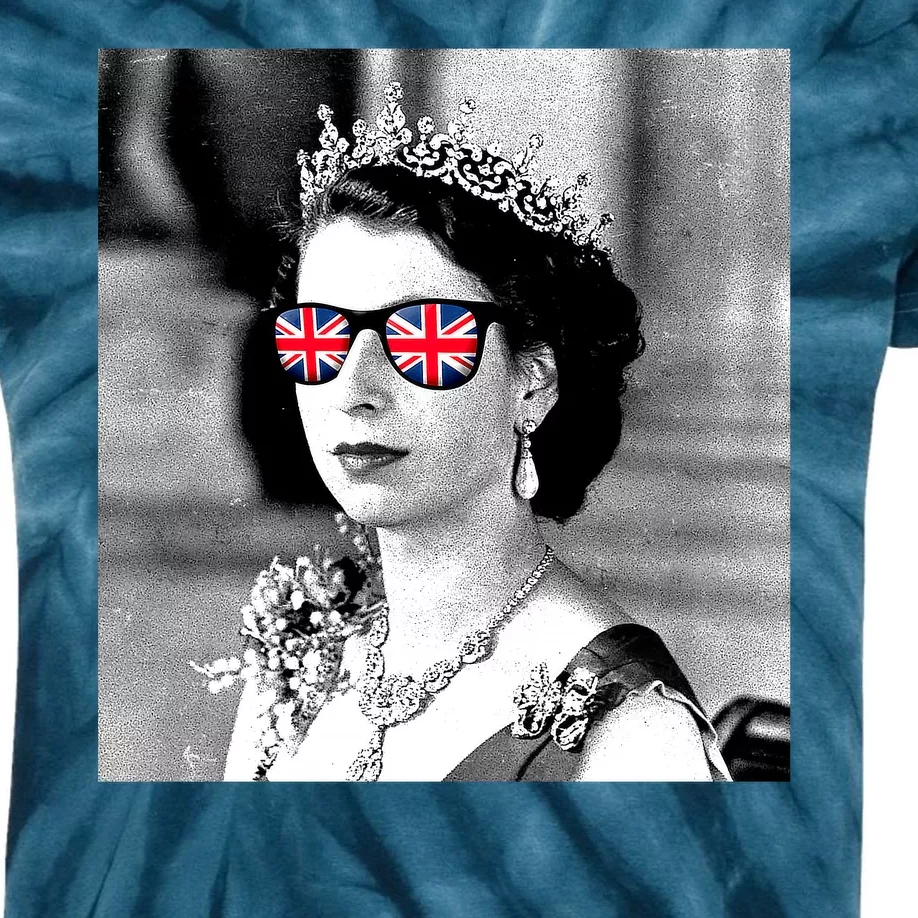 RIP Queen Elizabeth British Flag Sunglasses Kids Tie-Dye T-Shirt