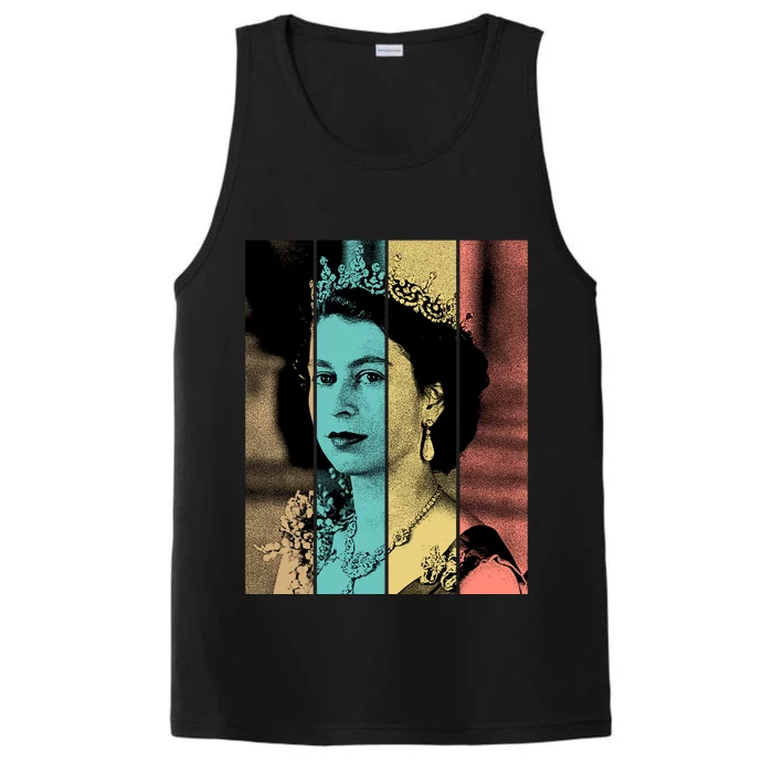 RIP Queen Elizabeth Vintage Color Block Pop Art Performance Tank