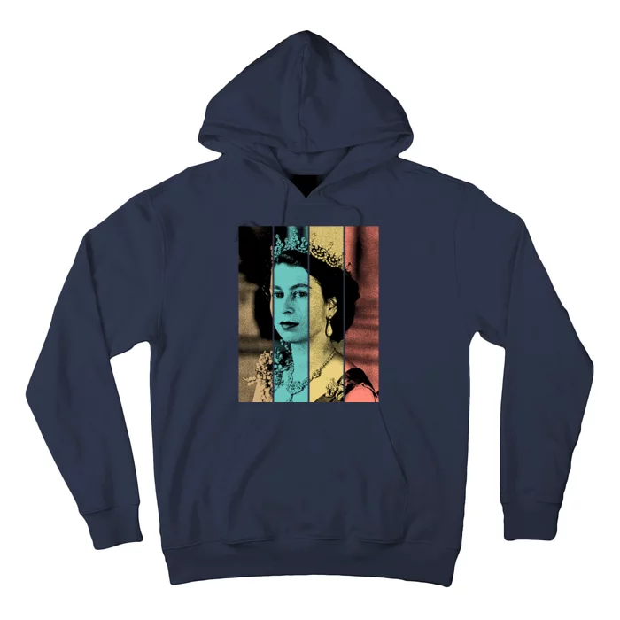 RIP Queen Elizabeth Vintage Color Block Pop Art Hoodie