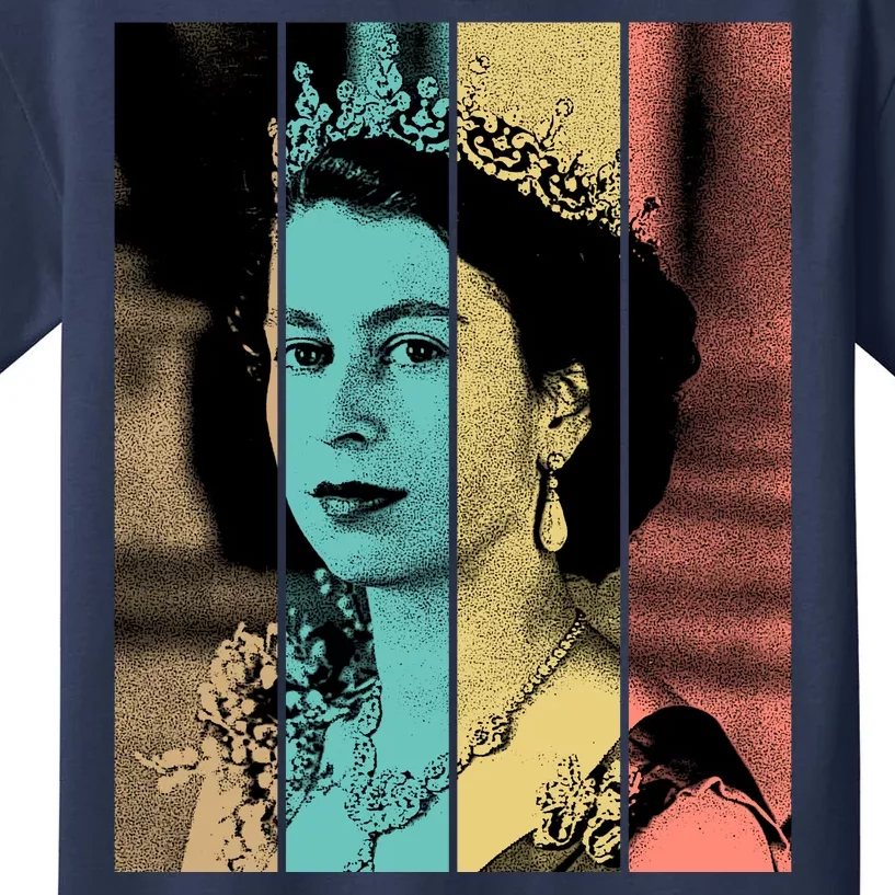 RIP Queen Elizabeth Vintage Color Block Pop Art Kids T-Shirt