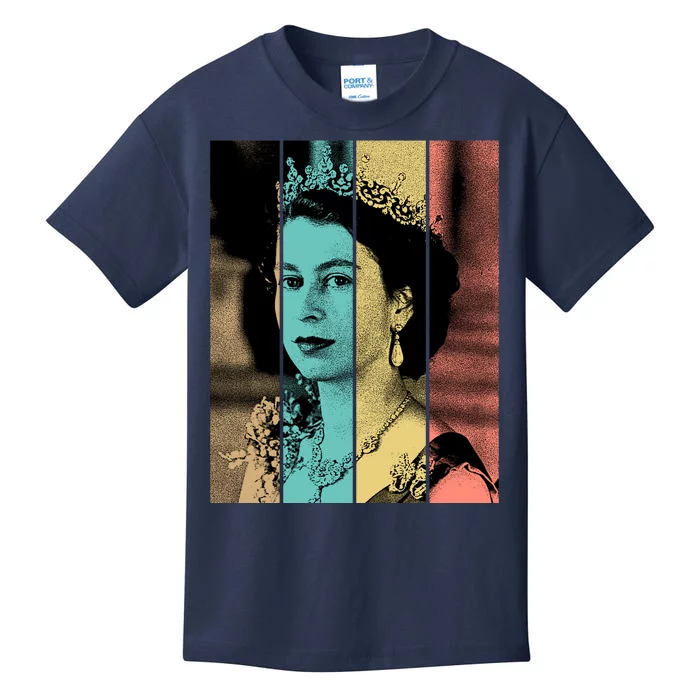 RIP Queen Elizabeth Vintage Color Block Pop Art Kids T-Shirt