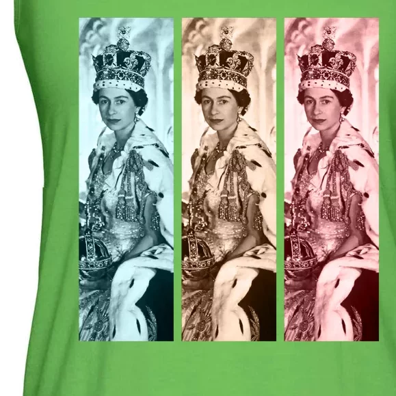 RIP Queen Elizabeth Vintage Retro Color Block Pop Art Ladies Essential Flowy Tank