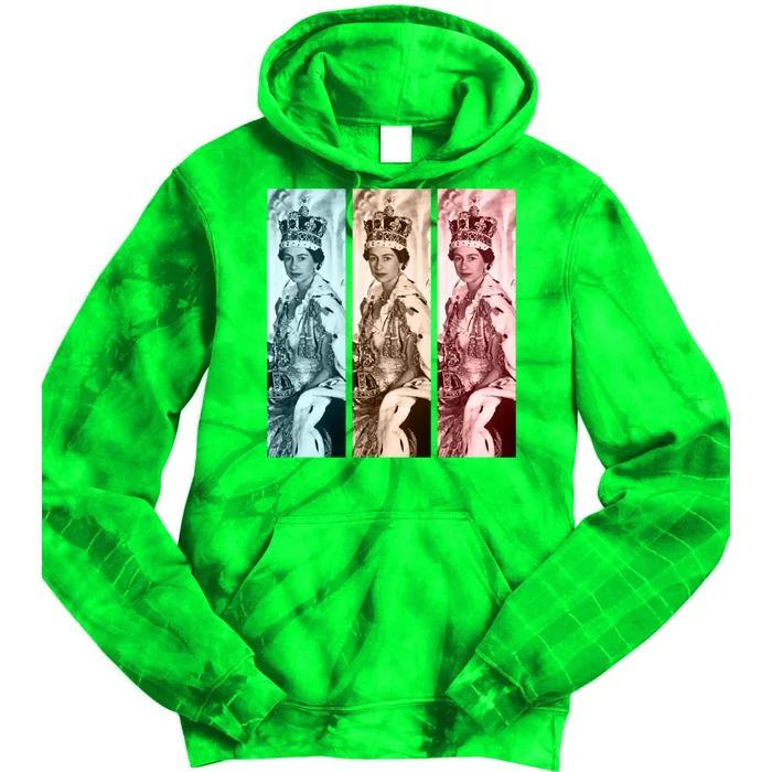 RIP Queen Elizabeth Vintage Retro Color Block Pop Art Tie Dye Hoodie