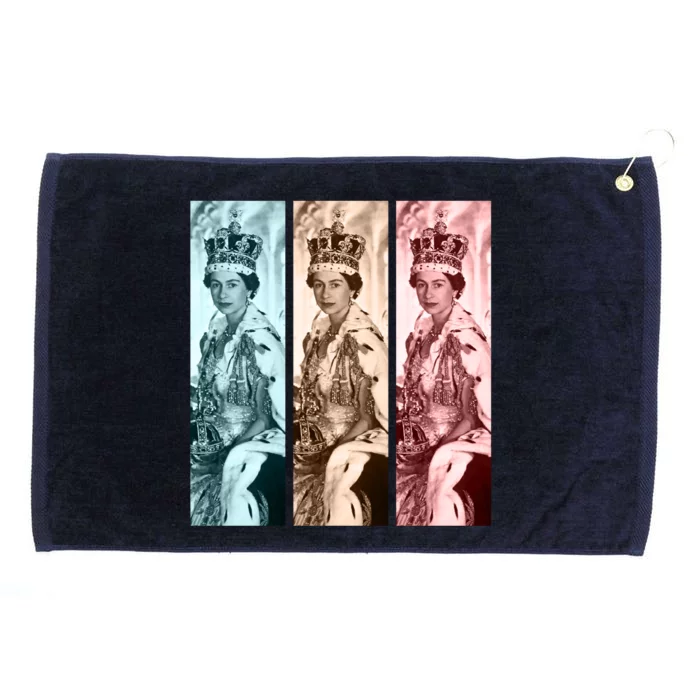 RIP Queen Elizabeth Vintage Retro Color Block Pop Art Grommeted Golf Towel