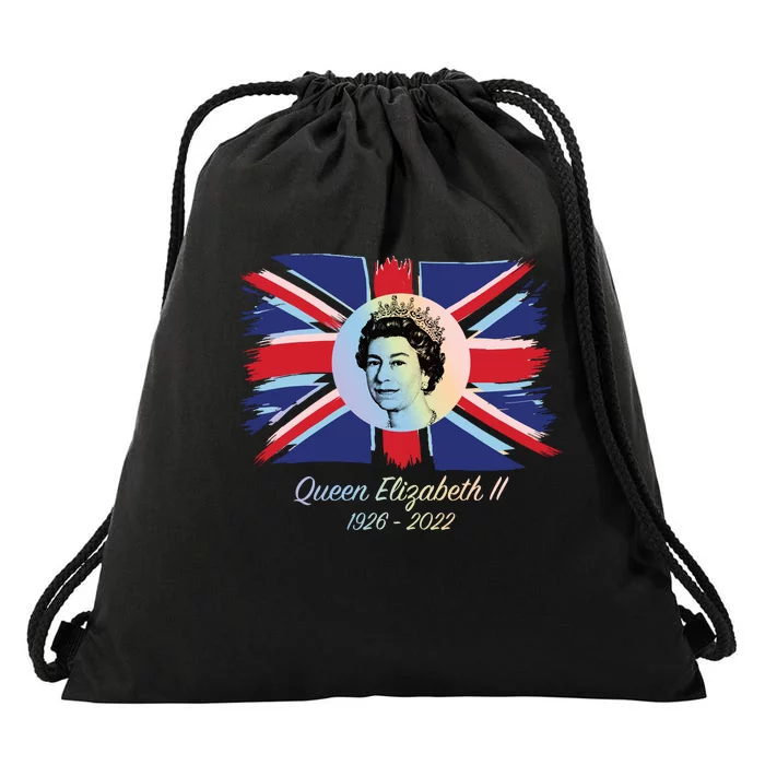 RIP Queen Elizabeth II Tribute UK Flag Colorful Drawstring Bag