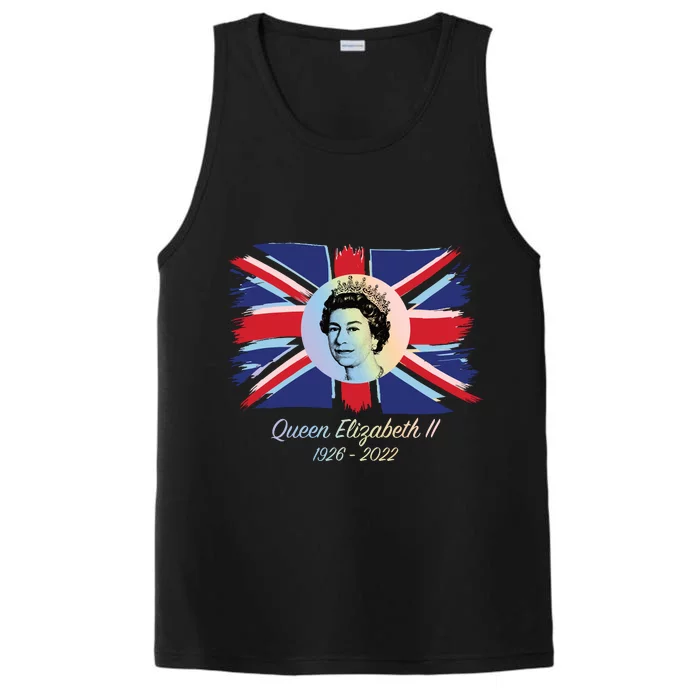 RIP Queen Elizabeth II Tribute UK Flag Colorful Performance Tank