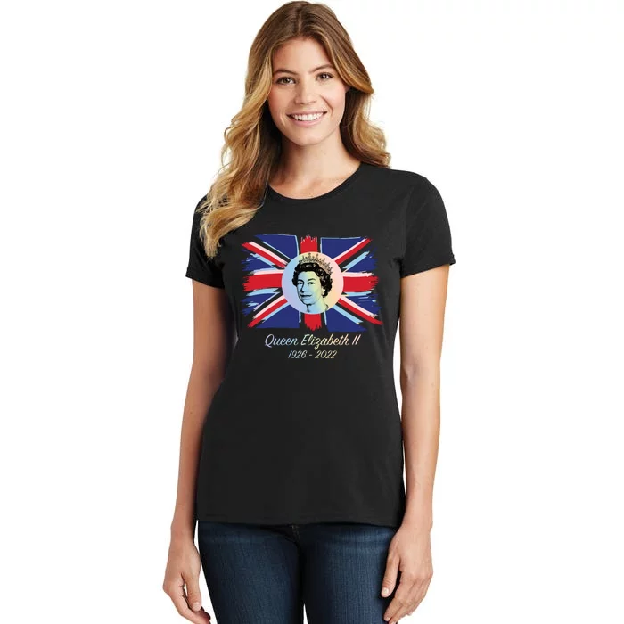 RIP Queen Elizabeth II Tribute UK Flag Colorful Women's T-Shirt